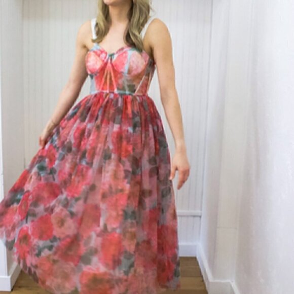 50. Floral Corset Midi dress - Picture 6 of 8